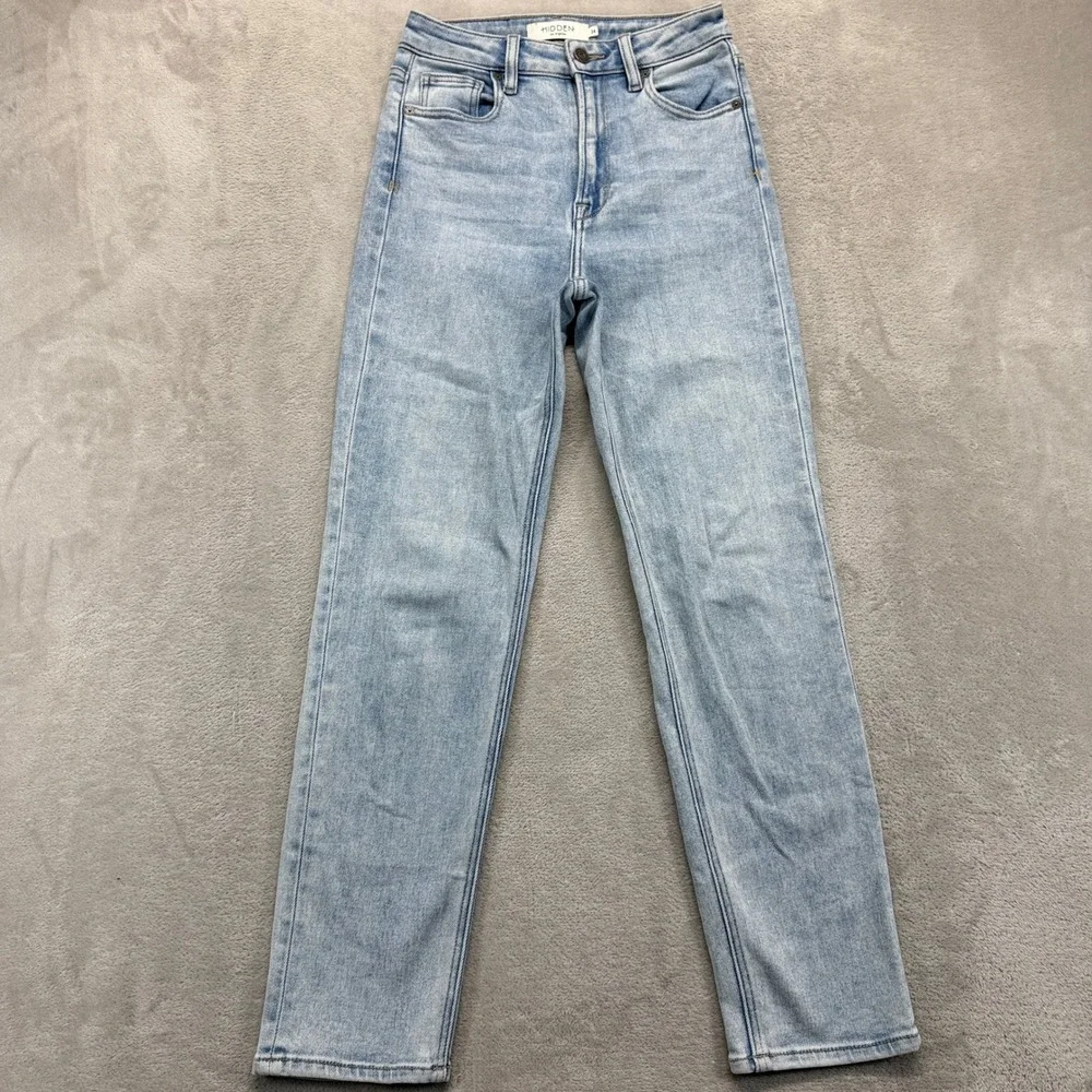 Hidden Los Angeles Jeans Women's 24 Zoey Mom Fit Light Blue Hi Rise Straight Leg